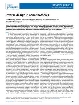 Inverse Design in Nanophotonics