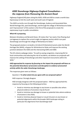 A303 Stonehenge Highways England Consultation