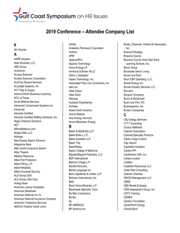 2019 Conference – Attendee Company List