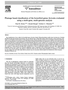 W Sciencedirect and EVOLUTION ELSEVIER Molecular Phylogenetics and Evolution Xxx (2008) Xxx-Xxx