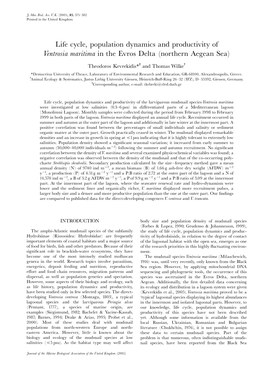 Life Cycle, Population Dynamics and Productivity of Ventrosia Maritima in the Evros Delta (Northern Aegean Sea)