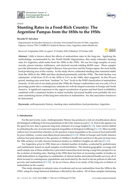 Stunting Rates in a Food-Rich Country: the Argentine Pampas from the 1850S to the 1950S