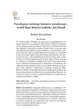 Wokół Filmu Roberta Sedláčka Jan Palach Robert Kulmiński