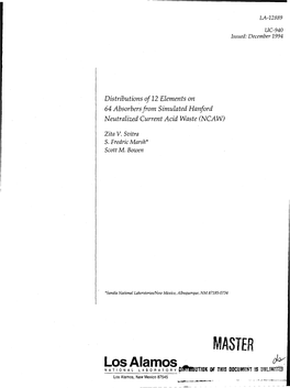 Los Alamos ^ Fc NATIONAL LABORATORY 8Ff7tbbuthffi of THIS DOCUMENT !S UNLIMITI& Los Alamos, New Mexico 87545