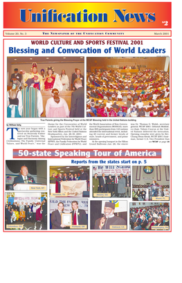 March 2001 WORLD CULTURE and SPORTS FESTIVAL 2001 Blessing and Convocation of World Leaders GRAEME CARMICHAEL