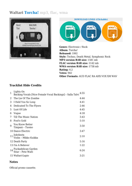 Waltari Torcha! Mp3, Flac, Wma