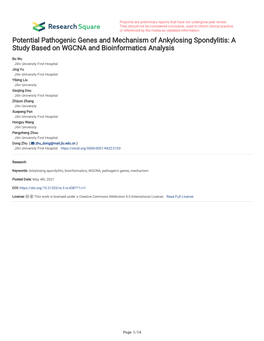 Potential Pathogenic Genes and Mechanism of Ankylosing Spondylitis: a Study Based on WGCNA and Bioinformatics Analysis