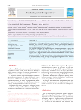 Leishmaniasis in Morocco: Diseases and Vectors