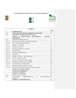 Plan De Dezvoltare Locală Gal Ţara Năsăudului