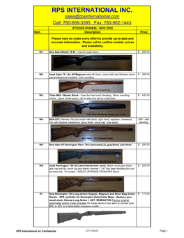 RPS INTERNATIONAL INC. Sales@Rpsinternational.Com Call: 780-668-3395 Fax