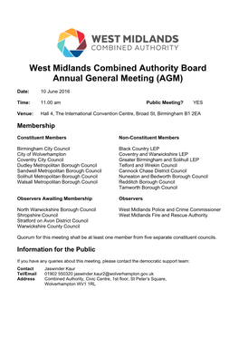 (Public Pack)Agenda Document for West Midlands Combined Authority