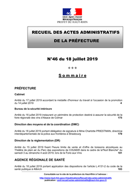 Recueil N°46 Du 18 Juillet 2019