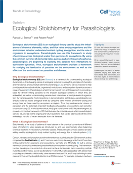 Ecological Stoichiometry for Parasitologists