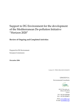Support to DG Environment for the Development of the Mediterranean De-Pollution Initiative “Horizon 2020”
