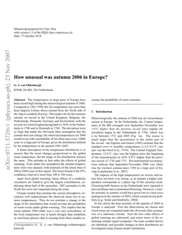 How Unusual Was Autumn 2006 in Europe?