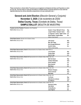 General and Joint Election