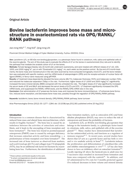 Bovine Lactoferrin Improves Bone Mass and Microstructure In