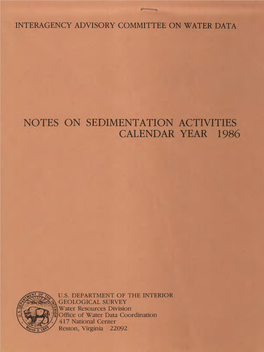 Notes on Sedimentation Activities Calendar Year 1986