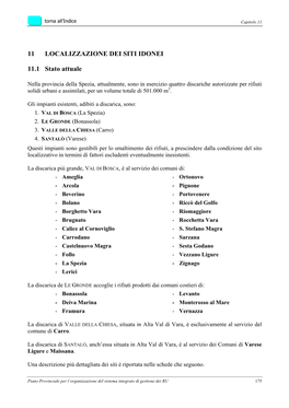 11 LOCALIZZAZIONE DEI SITI IDONEI 11.1 Stato Attuale