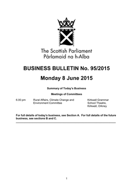 BUSINESS BULLETIN No. 95/2015 Monday 8 June 2015