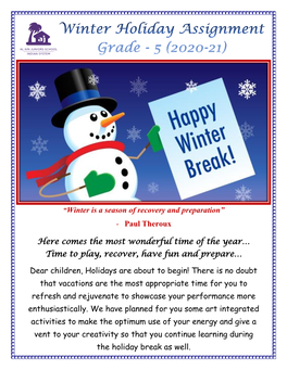 Grade 5 Winter Holiday Assignment