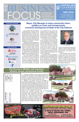 May 2018 Connecting the Business a Monthly Publication of the Whittier Area and Residential Chamber of Commerce Focus Communities