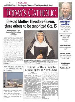 Blessed Mother Theodore Guerin, Three Others to Be Canonized Oct. 15