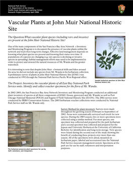 Vascular Plants at John Muir National Historic Site