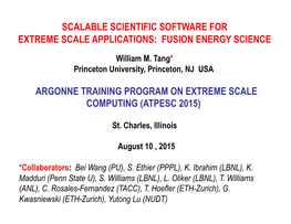 Scalable Scientific Software for Extreme Scale Applications: Fusion Energy Science