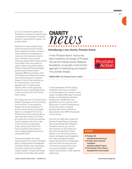 CHARITY Consolidation of the Plethora of Charities Involved in Raising Funds for Research Into Prostate Disease