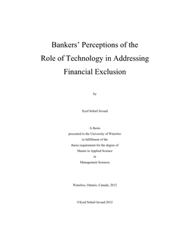 Bankers' Perceptions of the Role of Technology in Addressing Financial Exclusion