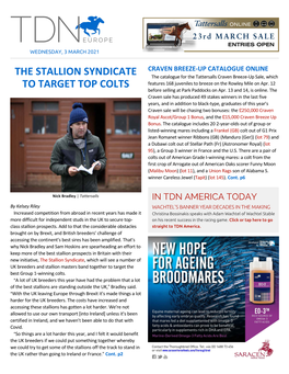 The Stallion Syndicate to Target Top Colts Cont
