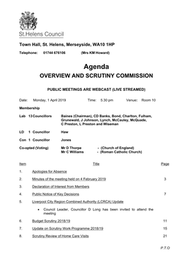 (Public Pack)Agenda Document for Overview and Scrutiny Commission, 01/04/2019 17:30