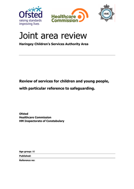 Joint Area Review Haringey Children’S Services Authority Area
