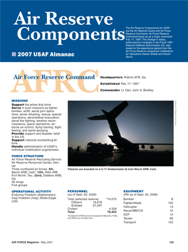 Air Reserve Components for USAF Are the Air National Guard and Air Force Reserve Command