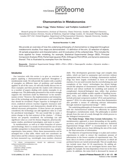 Chemometrics in Metabonomics