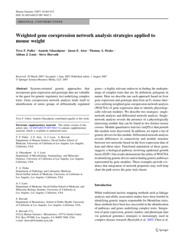 Weighted Gene Coexpression Network Analysis Strategies Applied to Mouse Weight