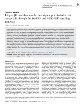 5 Contributes to the Tumorigenic Potential of Breast Cancer Cells Through the Src-FAK and MEK-ERK Signaling Pathways