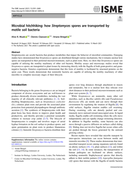 Microbial Hitchhiking: How Streptomyces Spores Are Transported by Motile Soil Bacteria