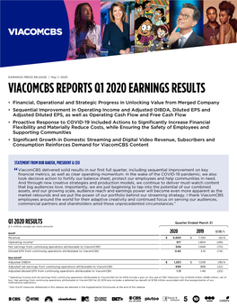 Viacomcbs Reports Q1 2020 Earnings Results