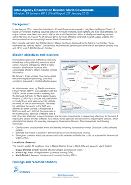 Inter-Agency Observation Mission: Marib Governorate Mission: 15 January 2015 | Final Report | 27 January 2015