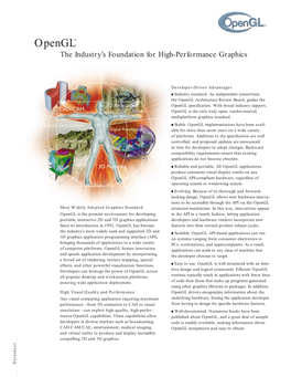 Opengl® the Industry’S Foundation for High-Performance Graphics