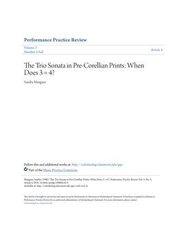 The Trio Sonata in Pre-Corellian Prints: When Does 3 = 4?*