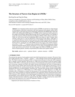 The Structure of Narrow-Line Region in Liners ∗