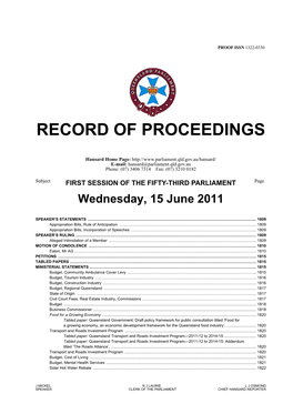 Record of Proceedings