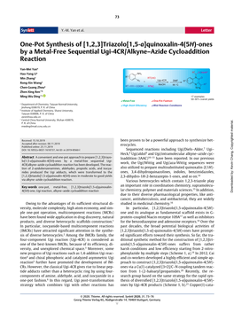 Quinoxalin-4(5H)-Ones by a Metal-Free Sequential Ugi-4CR/Alkyne–Azide Cycloaddition Reaction