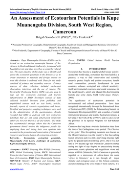 An Assessment of Ecotourism Potentials in Kupe Muanenguba Division, South West Region, Cameroon Balgah Sounders N