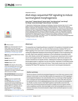 Alx4 Relays Sequential FGF Signaling to Induce Lacrimal Gland Morphogenesis