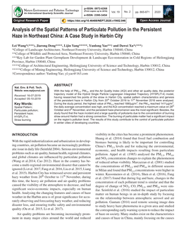 Analysis of the Spatial Patterns of Particulate Pollution in the Persistent Haze in Northeast China: a Case Study in Harbin City