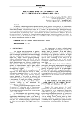 104 Tourism Policies and the Hotel Park Developement